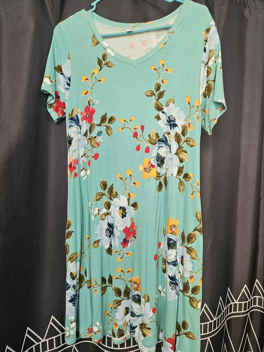 Amazon Teal Floral Maxi Dress with Multicolor Blooms